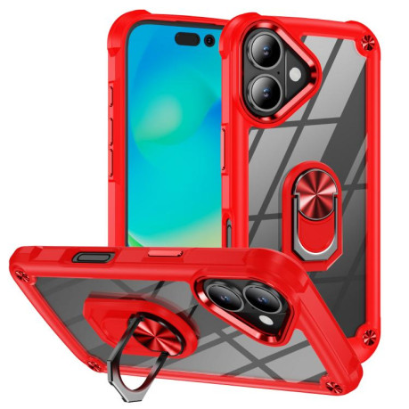 Противоударный чехол Acrylic Ring Holder на For iPhone 17 - красный