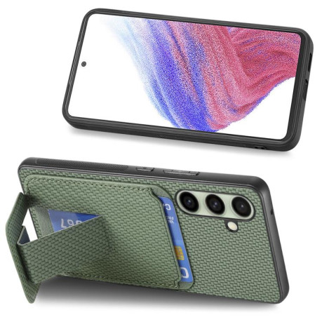Противоударный чехол Carbon Fiber Card Bag для Samsung Galaxy A36 - зеленый