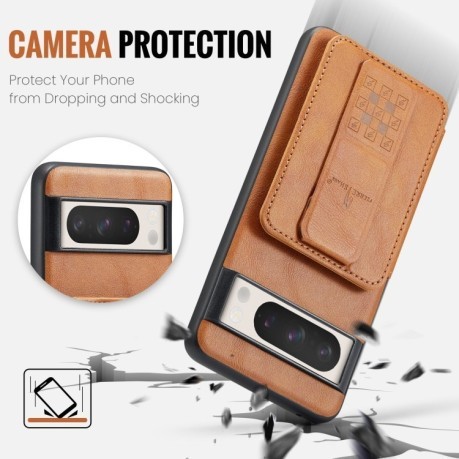 Чехол Fierre Shann Oil Wax Cow Leather Card Holder на Google Pixel 8a - коричневый