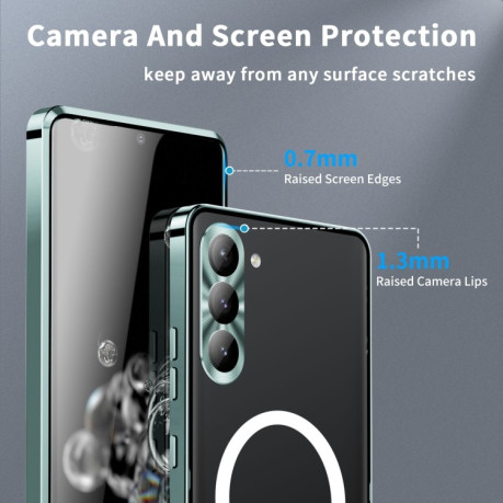 Противоударный чехол Frosted Metal (MagSafe) для Samsung Galaxy S23 FE 5G - зеленый