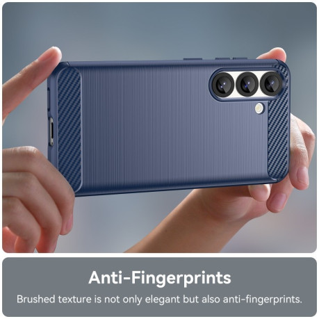 Протиударний чохол Brushed Texture Carbon Fiber для Samsung Galaxy S25 5G - синій