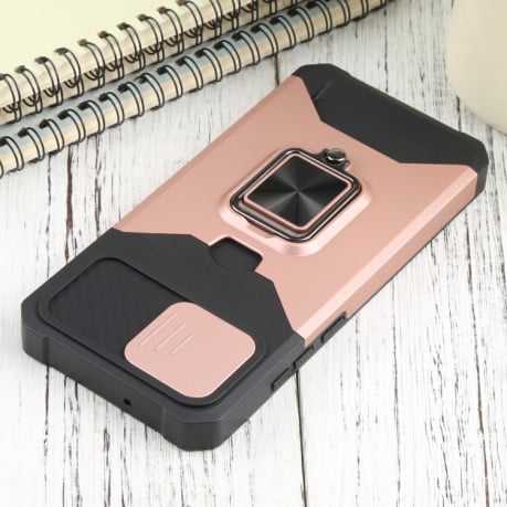 Противоударный чехол Sliding Camera Design для Samsung Galaxy A03/A04E - розовое золото