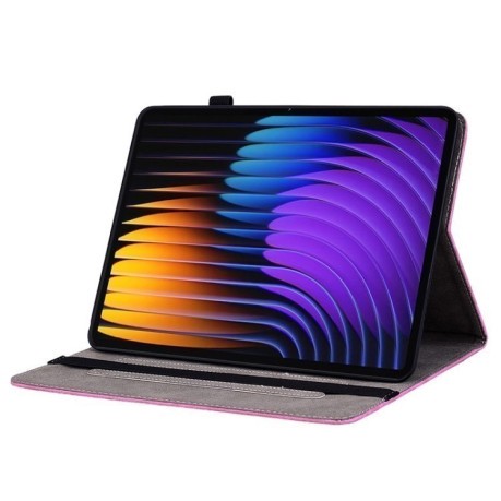 Чехол-книжка Butterfly Rose Embossed для Xiaomi Pad 7 / Pad 7 Pro - пурпурно-красный