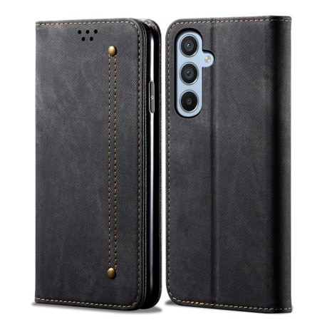 Чехол книжка Denim Texture Casual Style на Samsung Galaxy M35 5G - черный