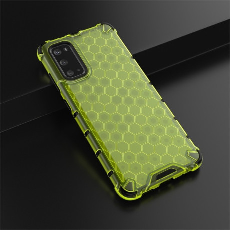 Противоударный чехол Honeycomb на Samsung Galaxy S20-зеленый