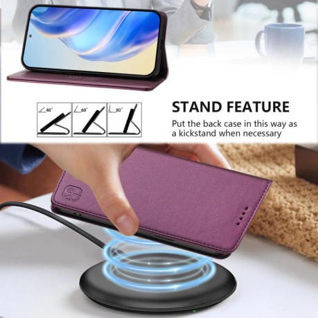 Чохол-книжка RC01 Dual-Folded Magnetic Suction RFID Leather на Infinix Note 60 / 60 Pro — фіолетовий