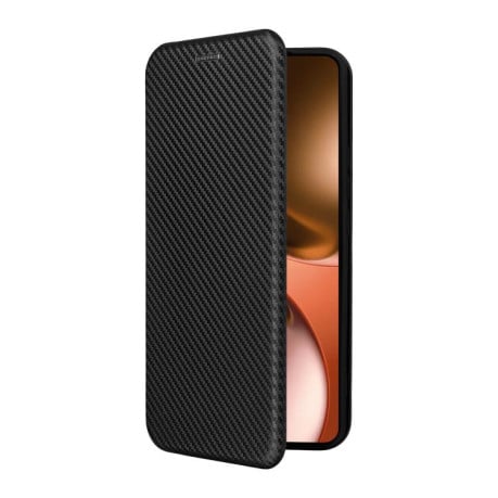 Чехол-книжка Carbon Fiber Texture на Realme GT 7 - черный