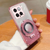 Протиударний чохол Plated Gradient Glitter Round Holder для Xiaomi 14 - рожевий