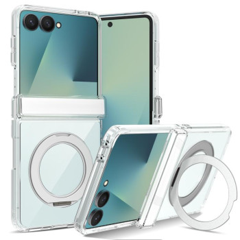 Магнитный чехол Scratch-proof Transparent Rotating Holder Magnetic с поворотным держателем на  Samsung Galaxy Flip8 5G — прозрачный