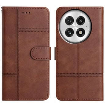 Чехол-книжка Cowhide Texture Stitching Leather на OnePlus 13 - кофейный