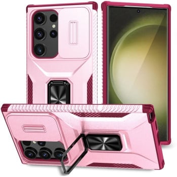 Чехол со шторкой на камеру Sliding Camshield и подставкой на Samsung Galaxy S24 Ultra 5G - разноцветный