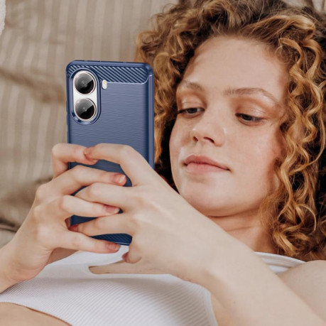 Протиударний чохол Brushed Texture Carbon Fiber на Xiaomi Poco X7 Pro - синій