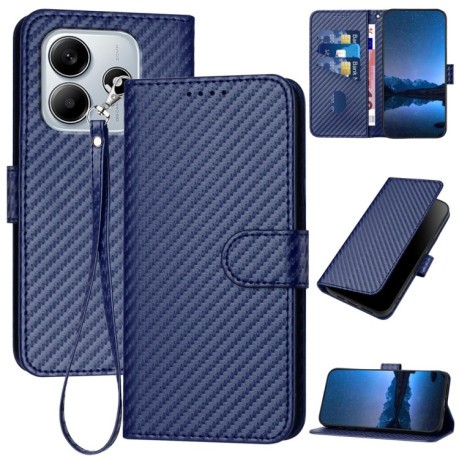 Чехол-книжка Carbon Fiber Texture на Xiaomi Redmi Note 14 5G/Poco M7 Pro 5G - синий