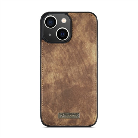Чехол-кошелек CaseMe 008 Series Zipper Style на iPhone 15 Plus - коричневый