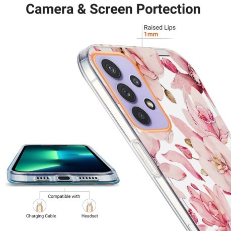 Противоударный чехол Ring IMD Flowers для Samsung Galaxy A13 4G - Pink Gardenia