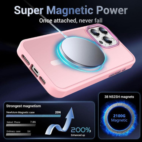 Чохол Xdcase з металевою рамкою камери та функцією MagSafe для iPhone 15 Pro — рожевий