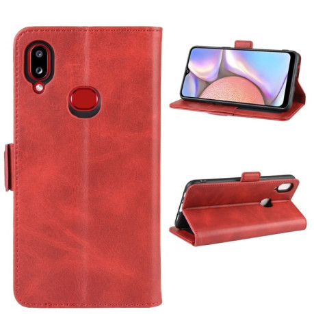 Кожаный чехол-книжка Dual-side Magnetic Buckle на Samsung Galaxy A10s-красный