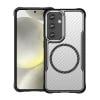 Ударозащитный чехол Carbon Fiber Texture MagSafe Translucent на Samsung Galaxy S25 5G - черный