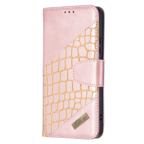 Чехол-книжка Matching Color Crocodile Texture на Samsung Galaxy S22 5G - розовое золото