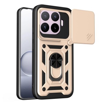 Чохол зі шторкою на камеру Sliding Camshield і підставкою на Xiaomi 17T Pro 5G — золотий