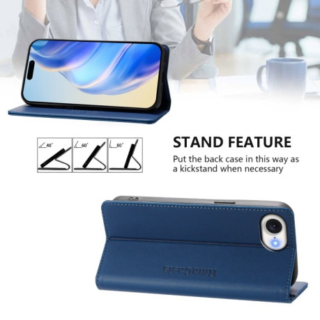 Чехол-книжка RC01 Dual-Folded Magnetic Suction RFID Leather на iPhone 16e - синий