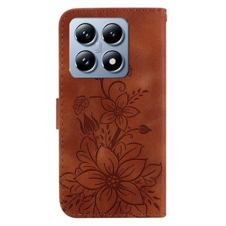 Чохол-книжка Lily Embossed Leather для Xiaomi 14T - коричневий