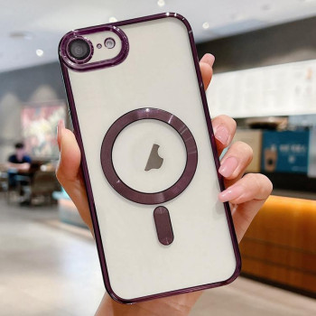 Противоударный чехол Electroplating (Magsafe) для iPhone 16e - фиолетовый