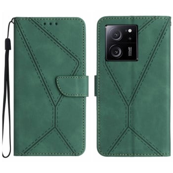 Чохол-книжка Stitching Embossed Leather для Xiaomi 13T / 13T Pro - зелений
