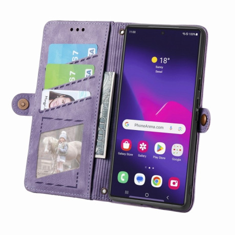 Чохол-книжка Geometric Embossed на Samsung Galaxy S24 Ultra 5G - фіолетовий