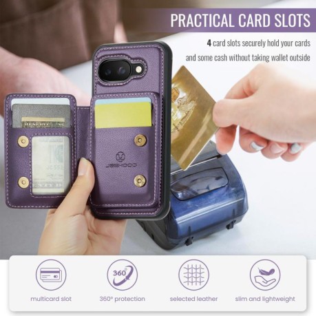 Чехол JEEHOOD J05 Business Magnetic Style RFID Leather для Google Pixel 9a - фиолетовый