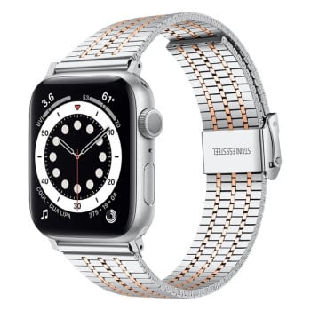 Ремінець Steel series для Apple Watch 10 46mm/Ultra 49mm / Series 8/7 45mm / 44mm / 42mm- золото-сріблястий