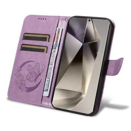 Чехол-книжка Swallowtail Butterfly Embossed Leather для Samsung Galaxy S25 Ultra 5G - фиолетовый