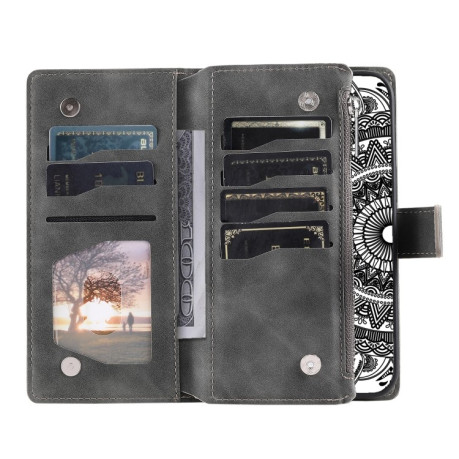 Чехол-книжка Multi-Card Totem Zipper Leather для Samsung Galaxy A36 - серый