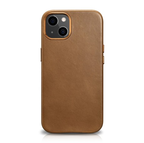 Кожаный чехол iCarer Leather Oil Wax (MagSafe) для iPhone 13 mini - коричневый
