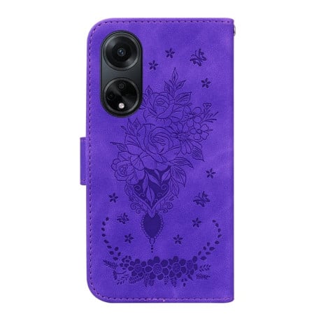 Чохол-книжка Butterfly Rose Embossed для OPPO A98 5G/A97 / F23 5G India - фіолетовий