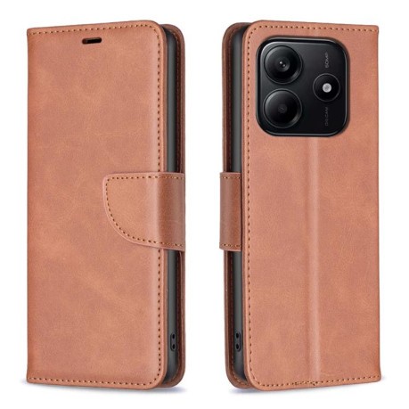 Чехол-книжка Retro Lambskin Textureдля Xiaomi Redmi Note 14 4G - коричневый