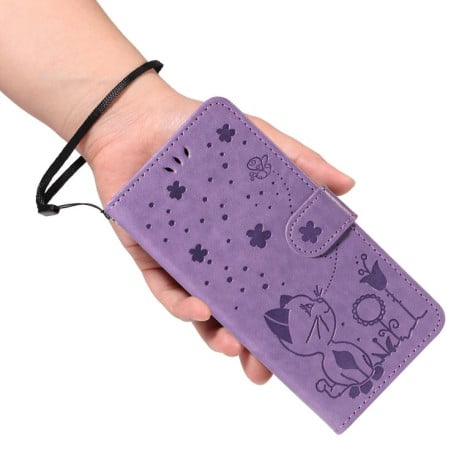 Чехол-книжка Cat Embossing Pattern на Xiaomi 15T Pro 5G EU 173mm - фиолетовый