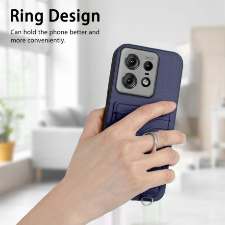 Протиударний чохол R20 Ring Card Holder для Motorola Edge 50 Pro 5G - синій