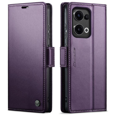 Чохол-книжка CaseMe 023 Butterfly Buckle Litchi Texture RFID Anti-theft Leather для OPPO Reno13 - фіолетовий