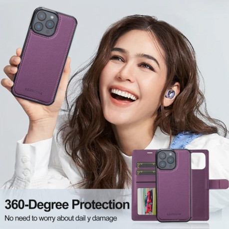 Чохол-книжка LCIMEEKE L2 Series Detachable Magsafe для iPhone 16 Pro Max - фіолетовий