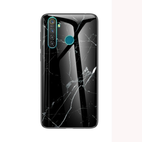 Стеклянный чехол Marble Glass Protective на Realme 5 Pro/Realme Q -черный