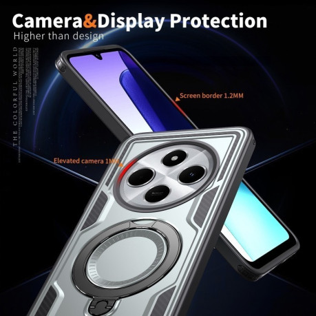 Противоударный чехол MagSafe Holder Armor PC Hybrid для Xiaomi Redmi 14C 5G - серый