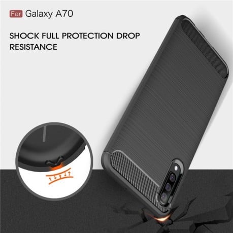 Чехол Brushed Texture Carbon Fiber на Samsung Galaxy A70 - красный