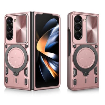 Противоударный чехол CD Texture Sliding Camshield Magnetic Holder на Samsung Galaxy Fold 7 5G - розовый