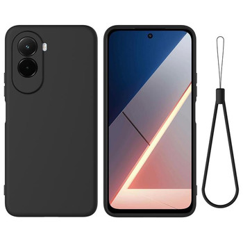 Силиконовый чехол Solid Color Liquid Silicone на Xiaomi Poco M7 4G 169mm — чёрный