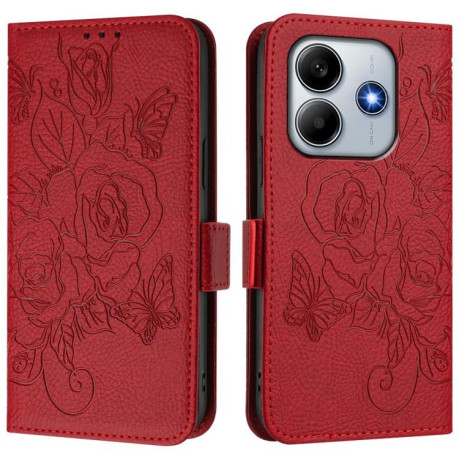 Чехол-книжка Magnetic RFID Anti-theft Leather для Xiaomi Poco M7 Pro 5G Global - красный