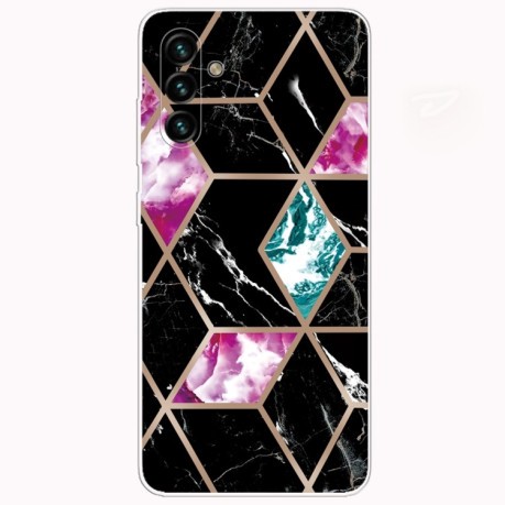 Противоударный чехол Abstract Marble Pattern для Samsung Galaxy A04s/A13 5G - фиолетово-черный