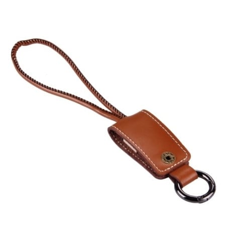 Кожаный Lightning USB Кабель брелок Remax RC-034i Brown для iPhone, iPad