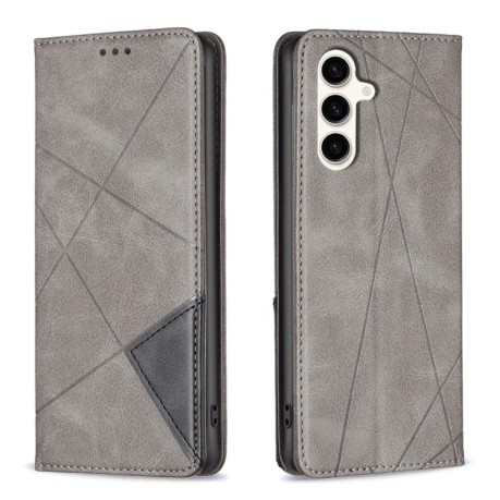 Чохол-книжка Rhombus Texture для Samsung Galaxy S24 FE 5G - сірий