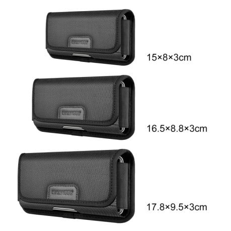 Универсальный чехол HAWEEL на диагональ 6.1-6.8 Nylon Cloth с кармашком для карт и зажимом на ремень - черный